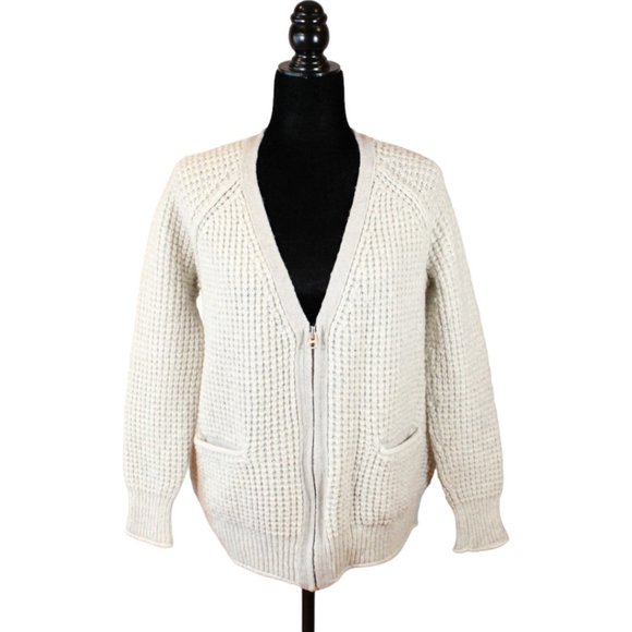 Wilfred Free Waffle Knit Cardigan Alpaca Medium Zipper Front Long Sleeves CA287 - Picture 2 of 9